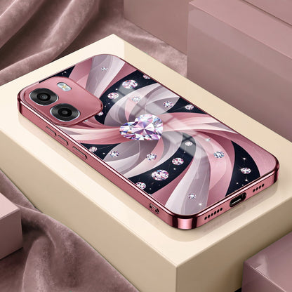 Oppo K14 5G Diamond Glam Pink Electroplated Glass Phone Back Case