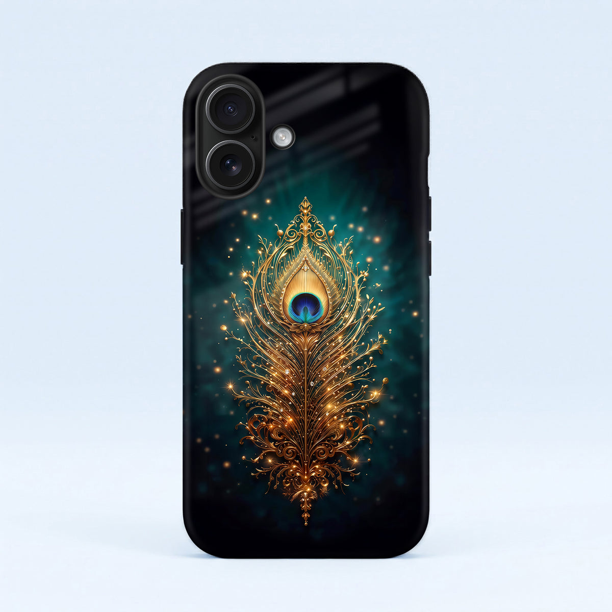 iPhone 16 5G Golden Peacock Feather Protective Case