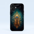 iPhone 16 5G Golden Peacock Feather Protective Case