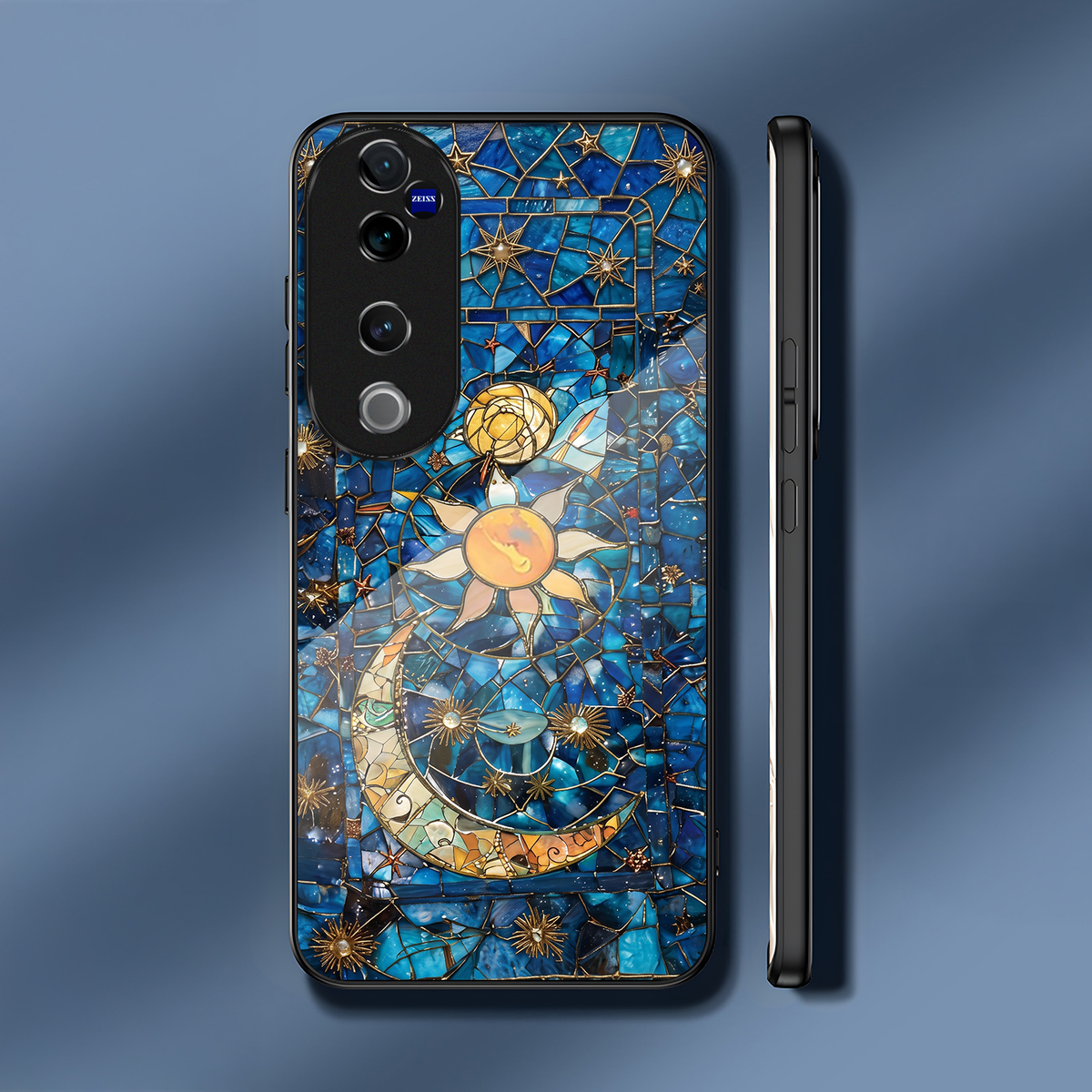 Vivo V40 Pro 5G Premium Acrylic Shockproof Glass Back Case (Sun-Moon)