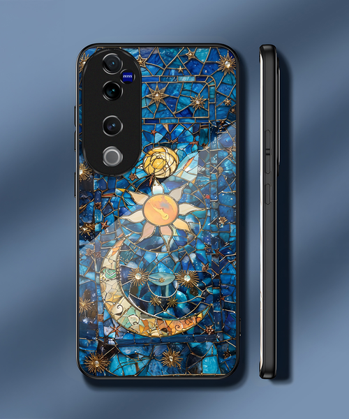 Vivo V40 Pro 5G Premium Acrylic Shockproof Glass Back Case (Sun-Moon)