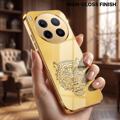 Vivo X300 Pro 5G Golden Tiger Face Gold Electroplated Glass Phone Back Case