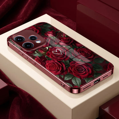 Oppo Reno 15 5G Rose Heart Burgundy Electroplated Glass Back Case