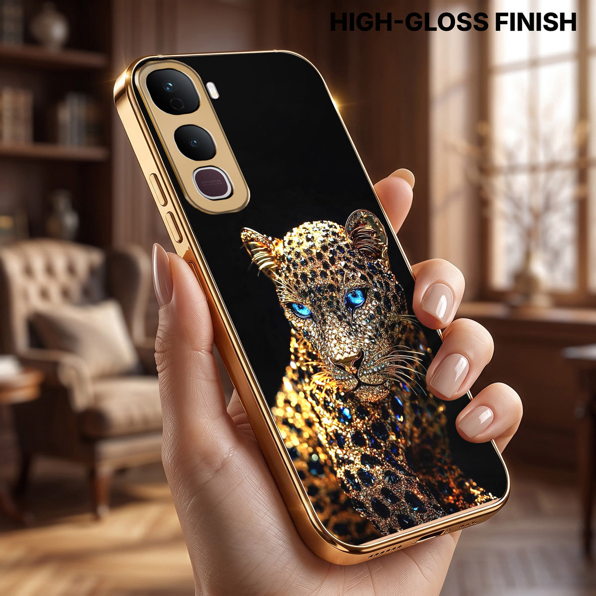 Vivo Y400 Pro 5G Panther Gold Electroplated Glass Phone Back Case