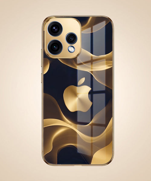 Oppo Reno 15 5G Luxury Wave Gold Electroplated Glass Phone Back Case