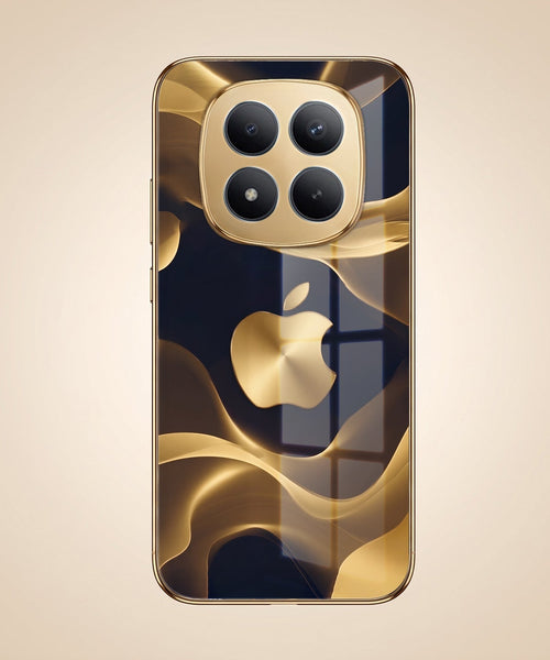 Redmi Note 15 Pro+ 5G Luxury Wave Gold Electroplated Glass Phone Back Case