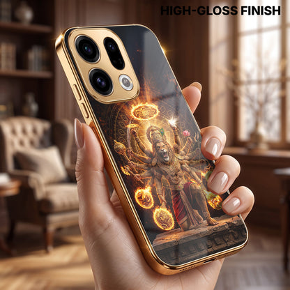 Oppo Find X9 5G Lord Narasimha Gold Electroplated Glass Phone Back Case