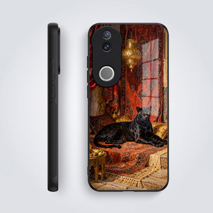 Vivo V50 5G Royal Black Panther Acrylic Glass Back Case