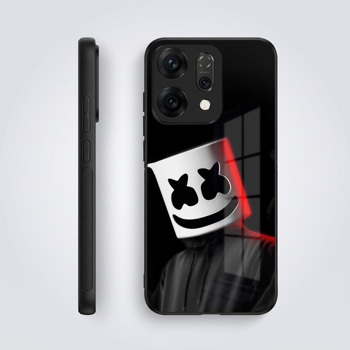 Oppo Reno 14 5G Premium Acrylic Shockproof Glass Back Case (Mask Dark)