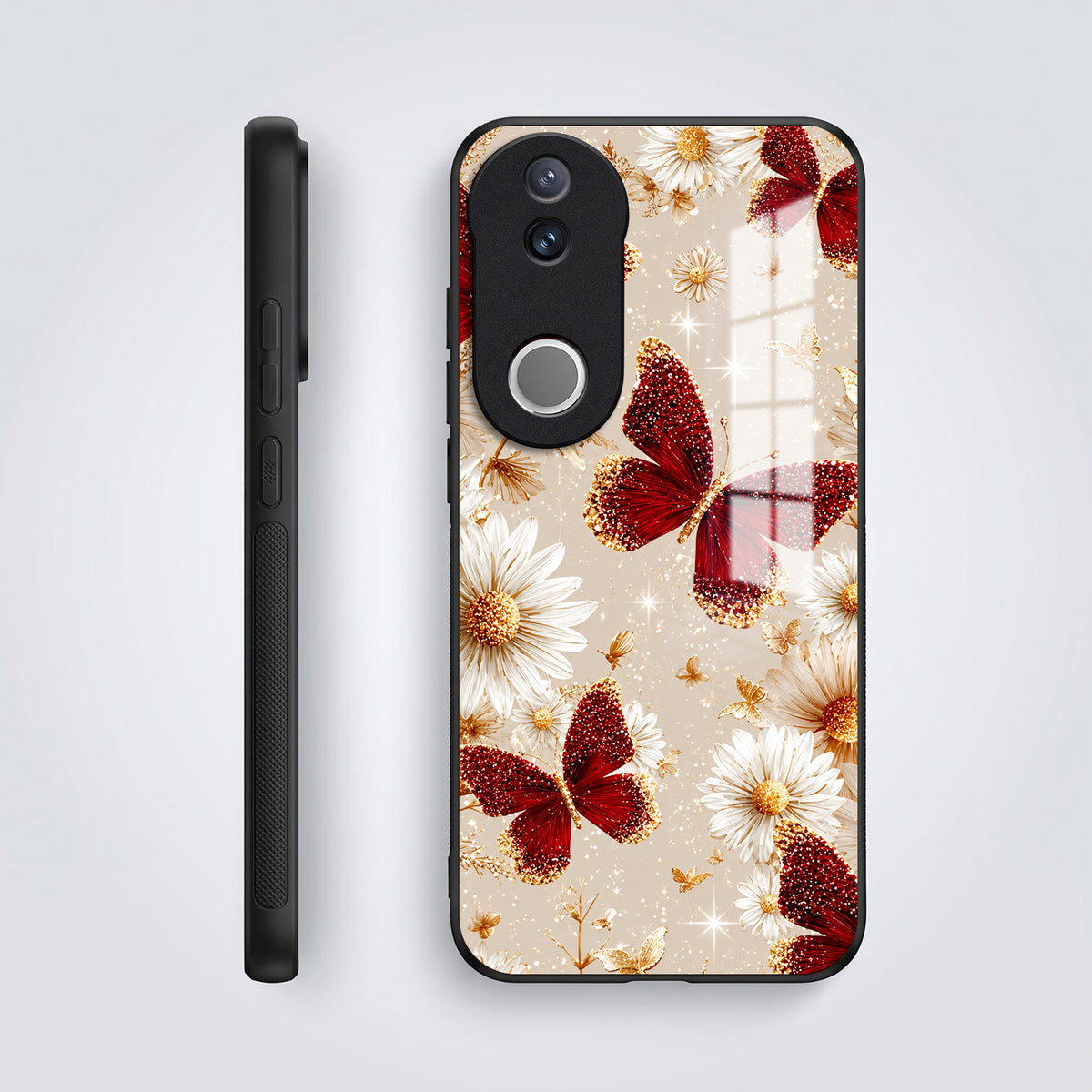 Vivo V50 5G Butterfly Floral Acrylic Glass Back Case