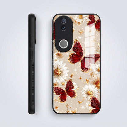 Vivo V50 5G Butterfly Floral Acrylic Glass Back Case