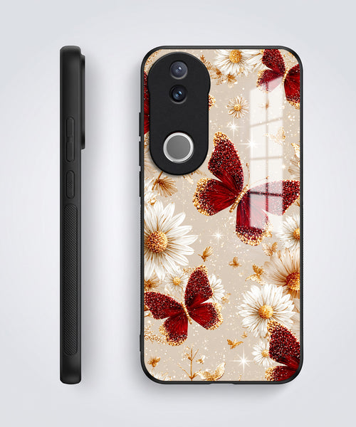 Vivo V50 5G Butterfly Floral Acrylic Glass Back Case