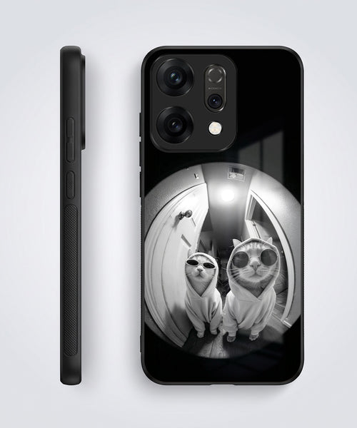 Oppo Reno 14 5G Premium Acrylic Shockproof Glass Back Case (Purrfect Duo)