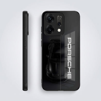 Oppo Reno 14 5G Premium Acrylic Shockproof Glass Back Case (Black Porsche)