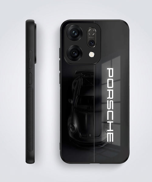 Oppo Reno 14 5G Premium Acrylic Shockproof Glass Back Case (Black Porsche)