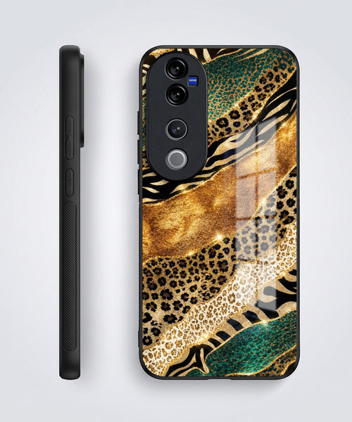 Vivo V40 Pro 5G Golden Leopard Acrylic Glass Back Case