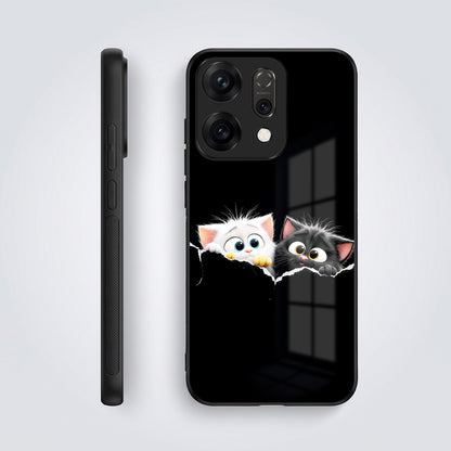 Oppo Reno 14 5G Premium Acrylic Shockproof Glass Back Case (Cute Paws)