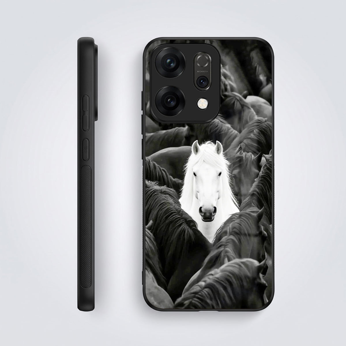 Oppo Reno 14 5G Premium Acrylic Shockproof Glass Back Case (Mystic Stallion)