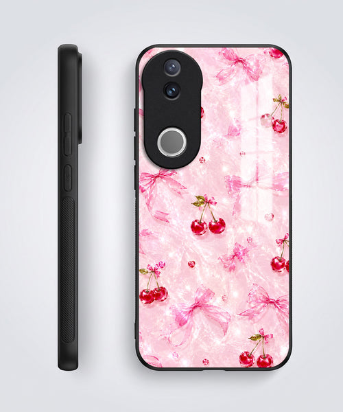 Vivo V50 5G Pink Cherry Blossom Acrylic Glass Back Case