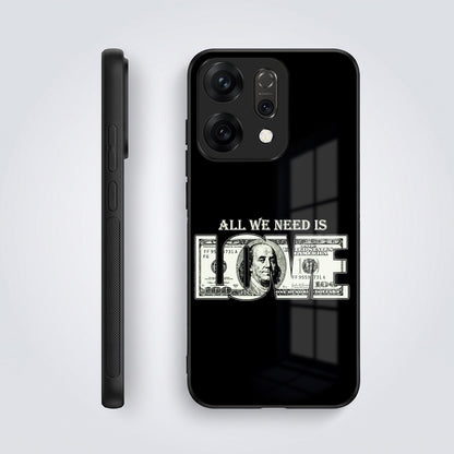 Oppo Reno 14 5G Premium Acrylic Shockproof Glass Back Case (Money Love)