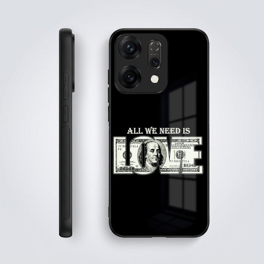 Oppo Reno 14 5G Premium Acrylic Shockproof Glass Back Case (Money Love)