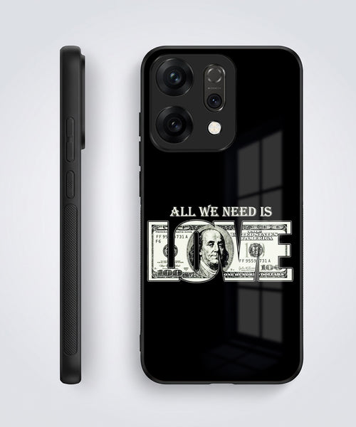 Oppo Reno 14 5G Premium Acrylic Shockproof Glass Back Case (Money Love)