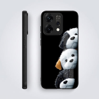 Oppo Reno 14 5G Premium Acrylic Shockproof Glass Back Case (Fluffy Puppies)