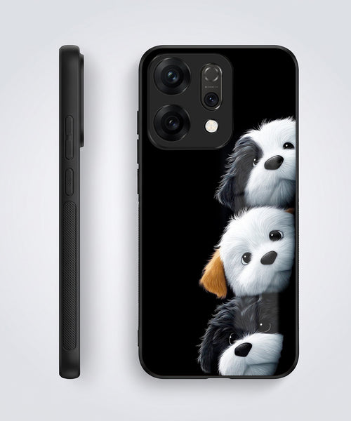 Oppo Reno 14 5G Premium Acrylic Shockproof Glass Back Case (Fluffy Puppies)