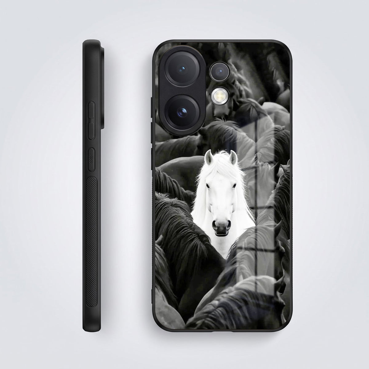 Vivo V60 5G Premium Acrylic Shockproof Glass Back Case (Mystic Stallion)