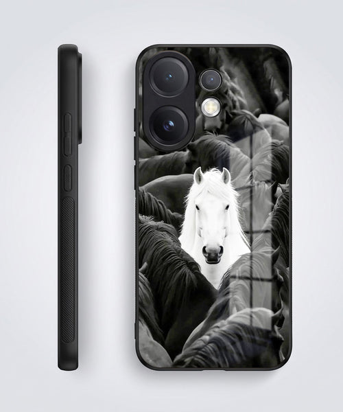 Vivo V60 5G Premium Acrylic Shockproof Glass Back Case (Mystic Stallion)