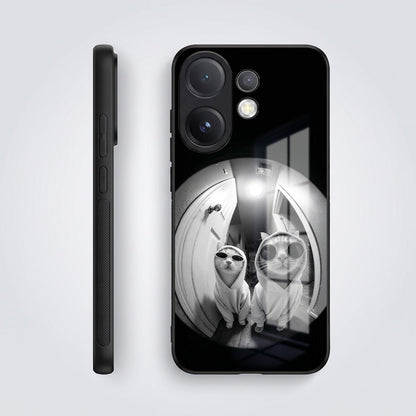 Vivo V60 5G Premium Acrylic Shockproof Glass Back Case (Purrfect Duo)