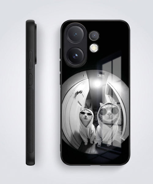 Vivo V60 5G Premium Acrylic Shockproof Glass Back Case (Purrfect Duo)