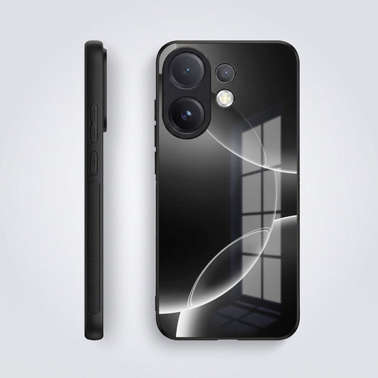 Vivo V60 5G Premium Acrylic Shockproof Glass Back Case (Black Wave)