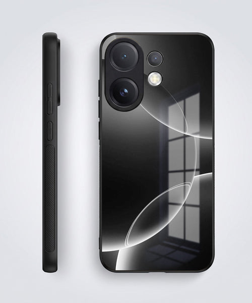 Vivo V60 5G Premium Acrylic Shockproof Glass Back Case (Black Wave)