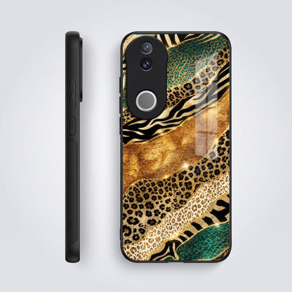 Vivo V50 5G Golden Leopard Acrylic Glass Back Case