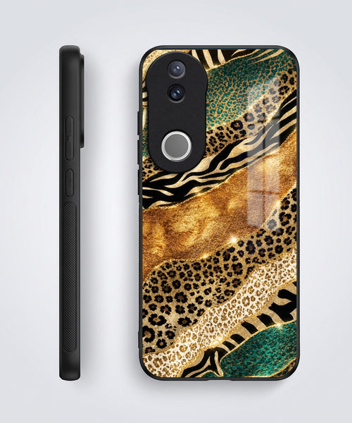 Vivo V50 5G Golden Leopard Acrylic Glass Back Case