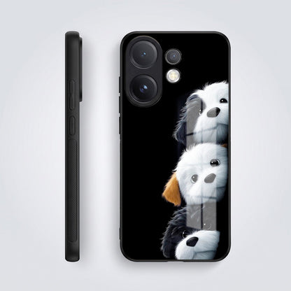 Vivo V60 5G Premium Acrylic Shockproof Glass Back Case (Fluffy Puppies)