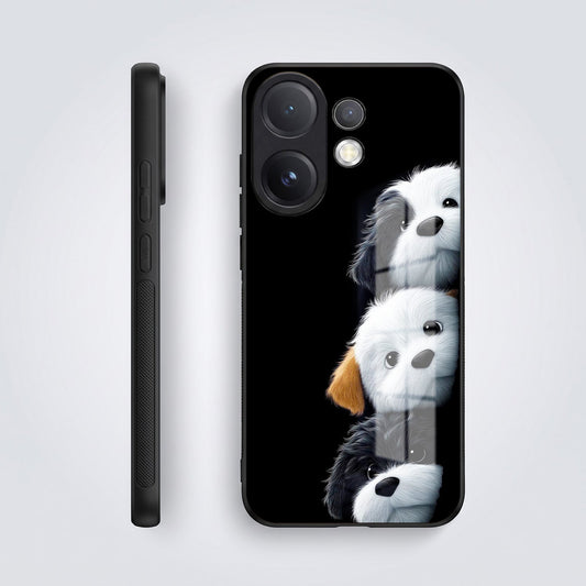 Vivo V60 5G Premium Acrylic Shockproof Glass Back Case (Fluffy Puppies)