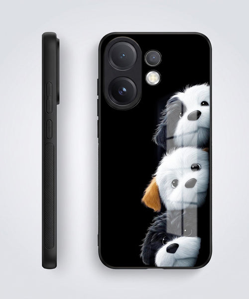 Vivo V60 5G Premium Acrylic Shockproof Glass Back Case (Fluffy Puppies)