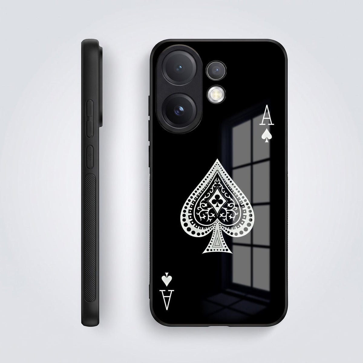 Vivo V60 5G Premium Acrylic Shockproof Glass Back Case (Black Ace)