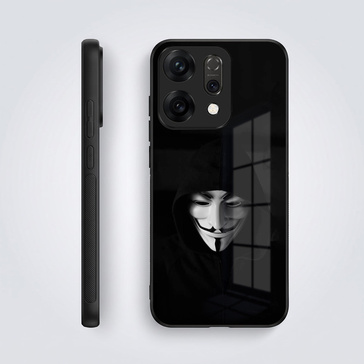 Oppo Reno 14 5G Premium Acrylic Shockproof Glass Back Case (Dark Hacker)