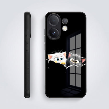 Vivo V60 5G Premium Acrylic Shockproof Glass Back Case (Cute Paws)