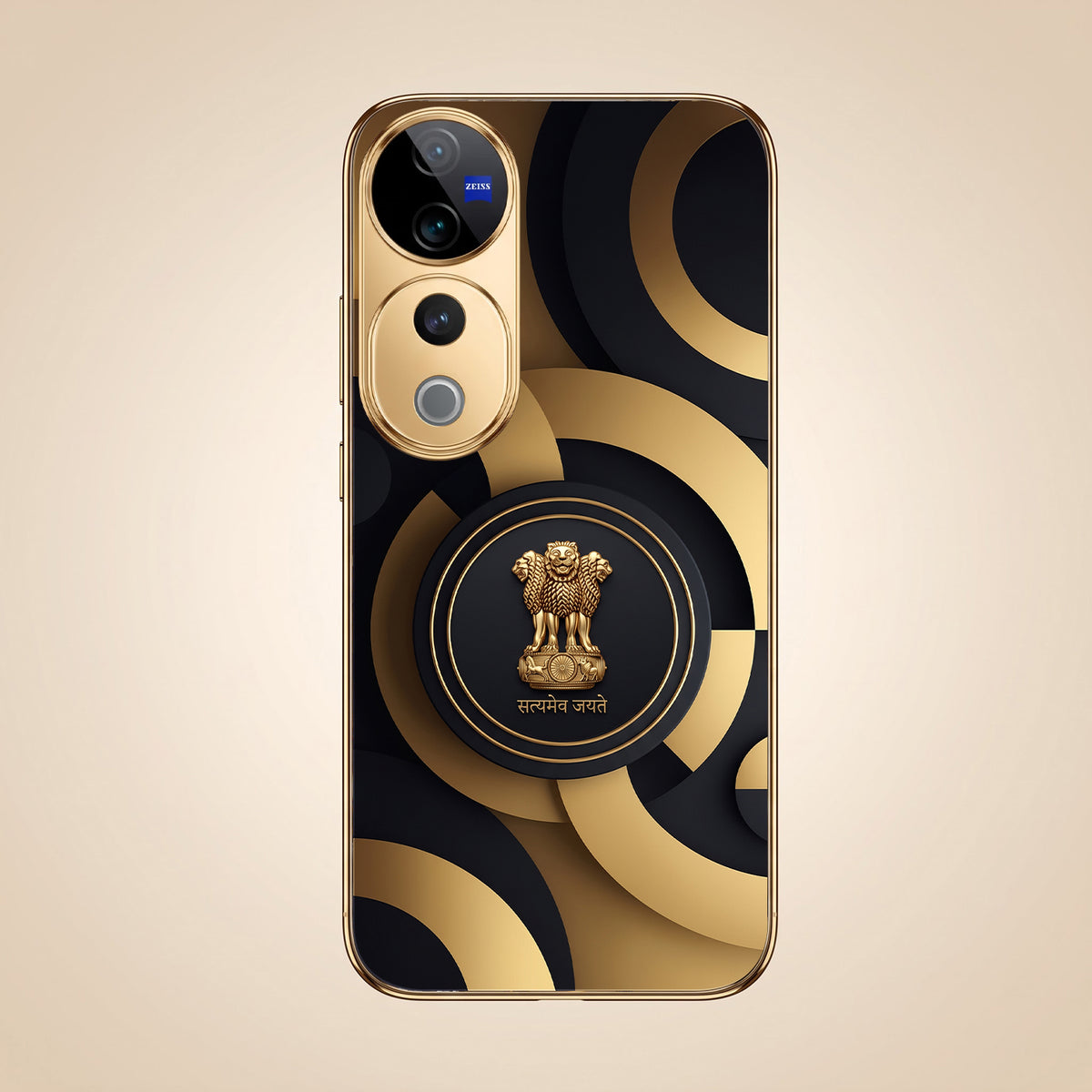 Vivo V40 Pro 5G Royal Emblem Gold Electroplated Glass Phone Back Case
