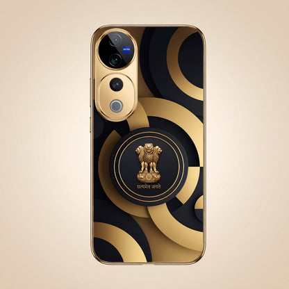 Vivo V40 Pro 5G Royal Emblem Gold Electroplated Glass Phone Back Case