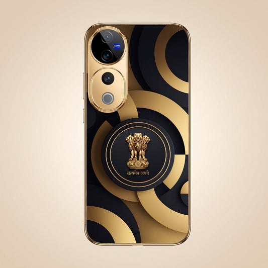 Vivo V40 Pro 5G Royal Emblem Gold Electroplated Glass Phone Back Case