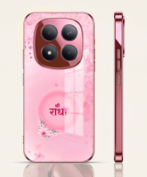 Redmi Note 15 Pro+ 5G Luxury Shree Radha Pink Electroplated Glass Phone Back Case