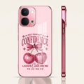 Vivo T5x 5G Luxury Cherry Bow Pink Electroplated Glass Phone Back Case