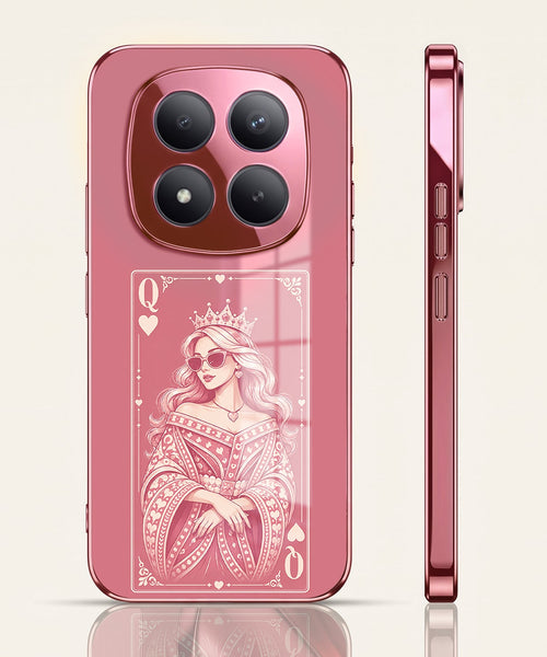 Redmi Note 15 Pro+ 5G Luxury Royal Queen Pink Electroplated Glass Phone Back Case