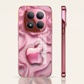 Redmi Note 15 Pro+ 5G Luxury Apple Logo Pink Electroplated Glass Phone Back Case