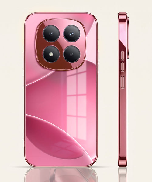 Redmi Note 15 Pro+ 5G Luxury Glossy Wave Pink Electroplated Glass Phone Back Case